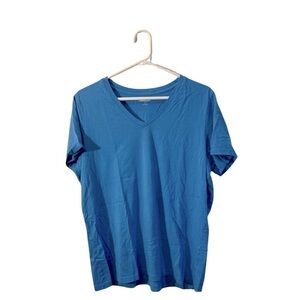 Lands' End Women's V-Neck Blue T-Shirt - Size L (14-16)
